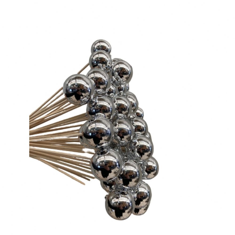 İthal Dekorasyon Ürünleri | Malzeme Dekoratif Çubuklu Gümüş (parlak)  (10 adet-İthal-Boy:55cm) | 